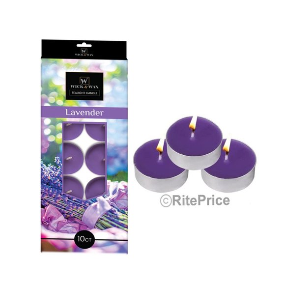 10 PCS Lavender Tealight Candles Highly Scented w/ Essential & Natural Oil - Picture 2 of 4